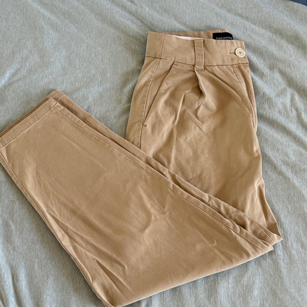 Frank & Oak Women's Tan High-Waist Tapered Trousers